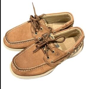 Sperry Top Side Little Boys‎ Boats, Brown Leather deck, preowned, size 2M.